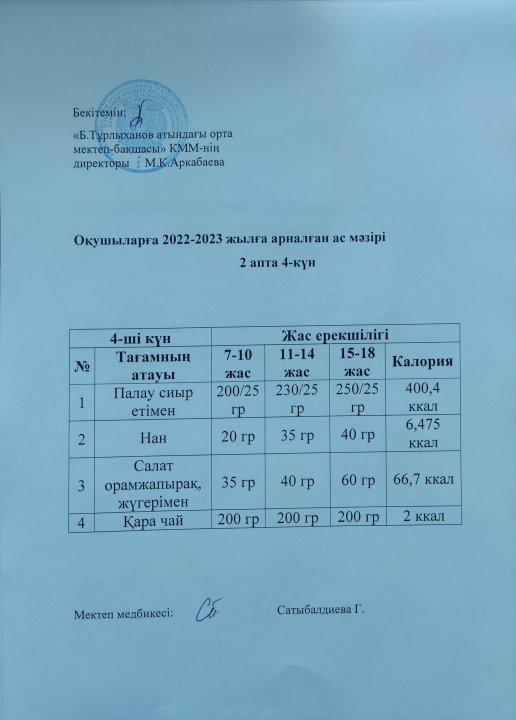 2-апта, 4-күн
